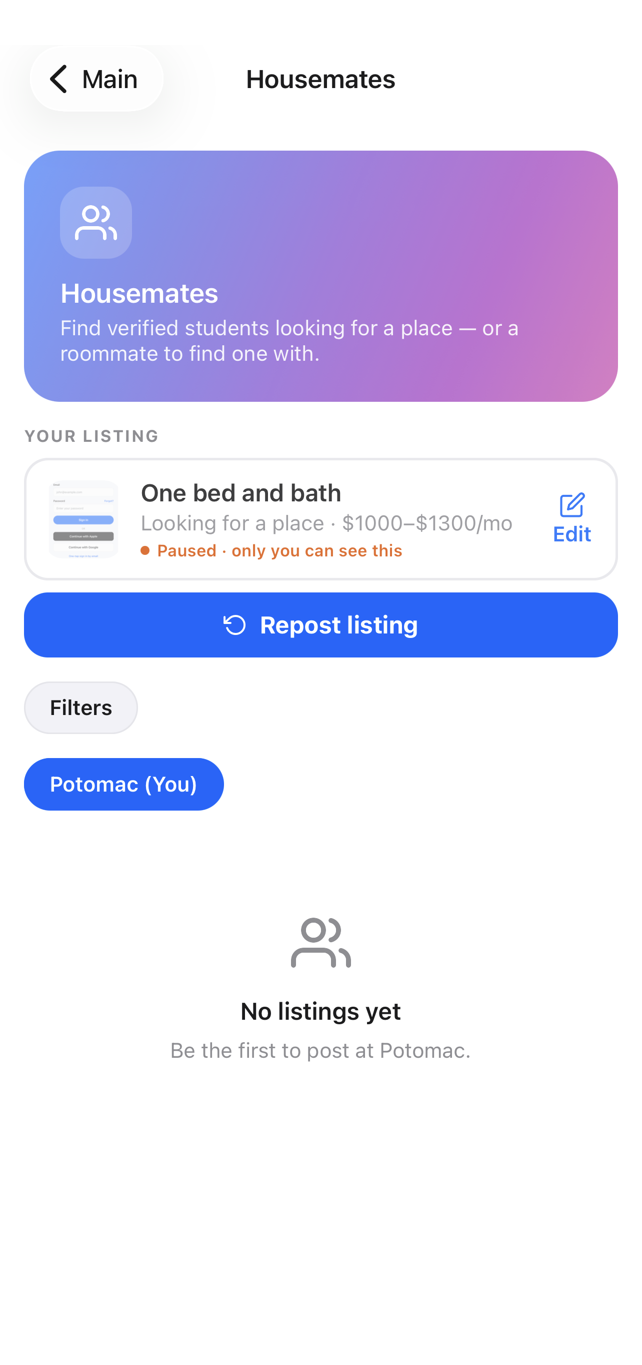 Housemates by SOCYiD listings from verified students near campus